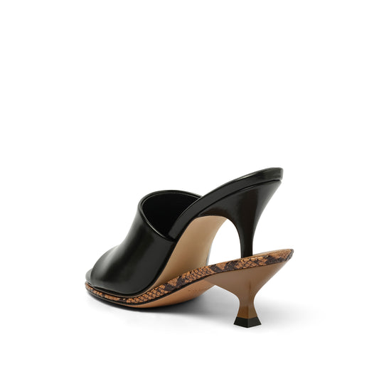 Les Doubles Mules in Black/Light Brown