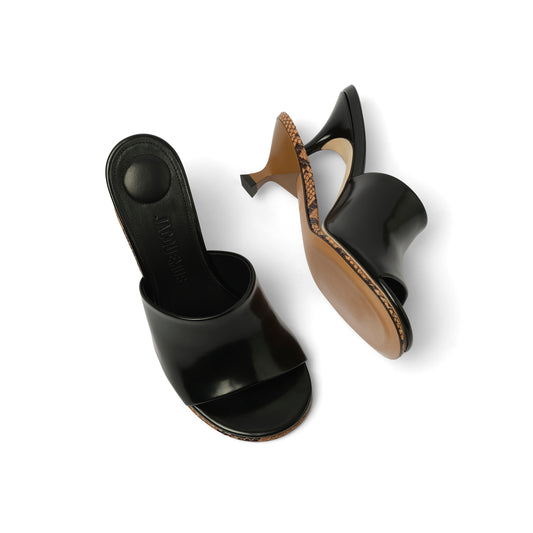 Les Doubles Mules in Black/Light Brown