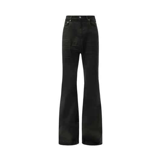 Bias Bootcut Denim Pants in Black Wax