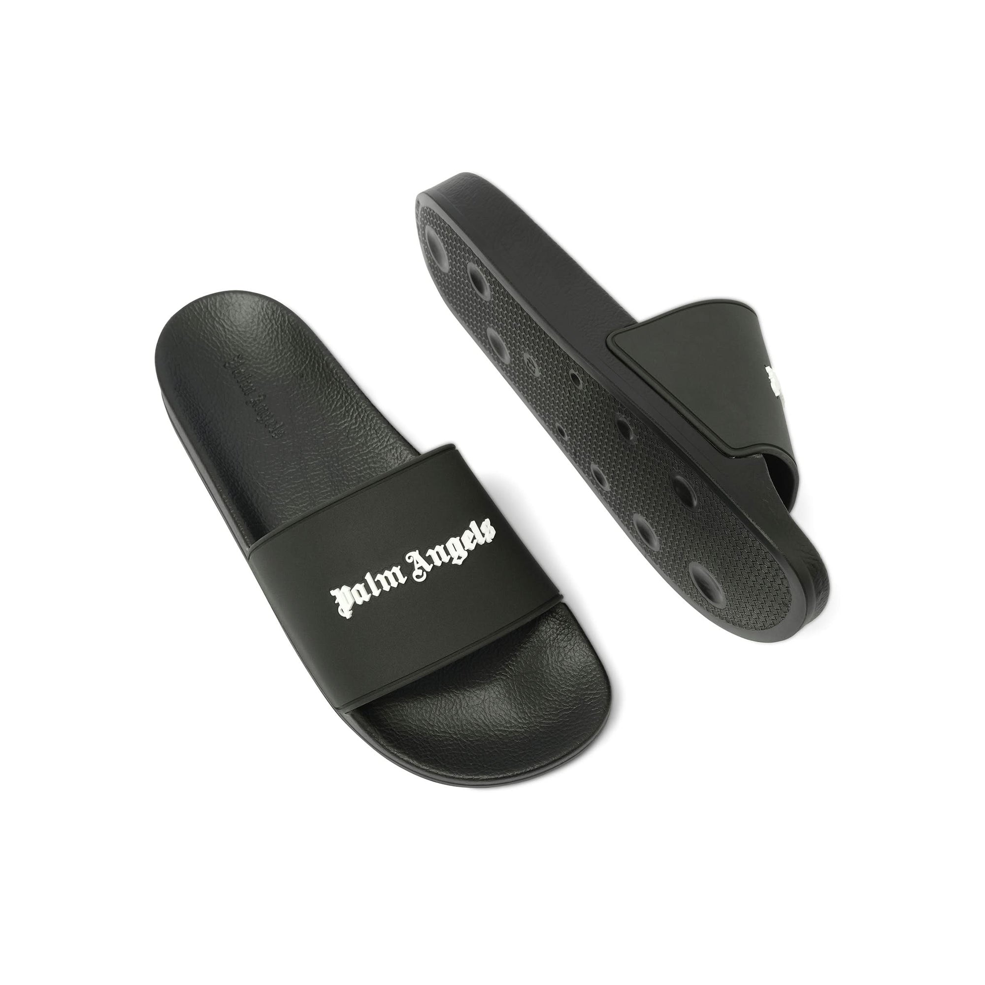 Classic Logo Pool Slider in Black/White Top View | PALM ANGELS