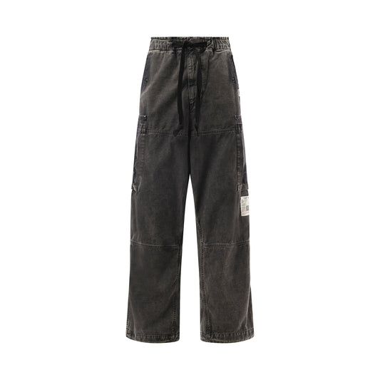 Cotton Satin Cargo Trouser in Black