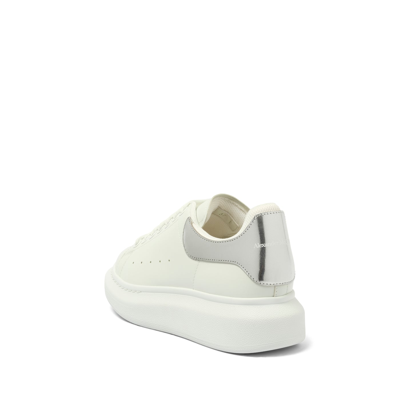 Larry Oversized Heel Sneaker in White/Silver