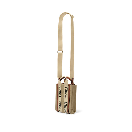 A5 Woody Tote Bag in White/Brown