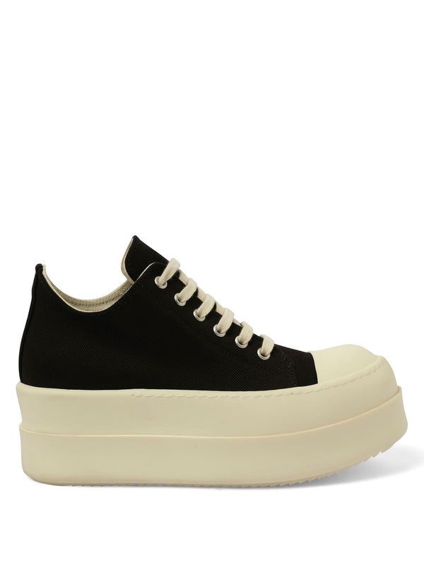 Double Bumper Low Sneaks in Black/Milk Side View | RICK OWENS DRKSHDW