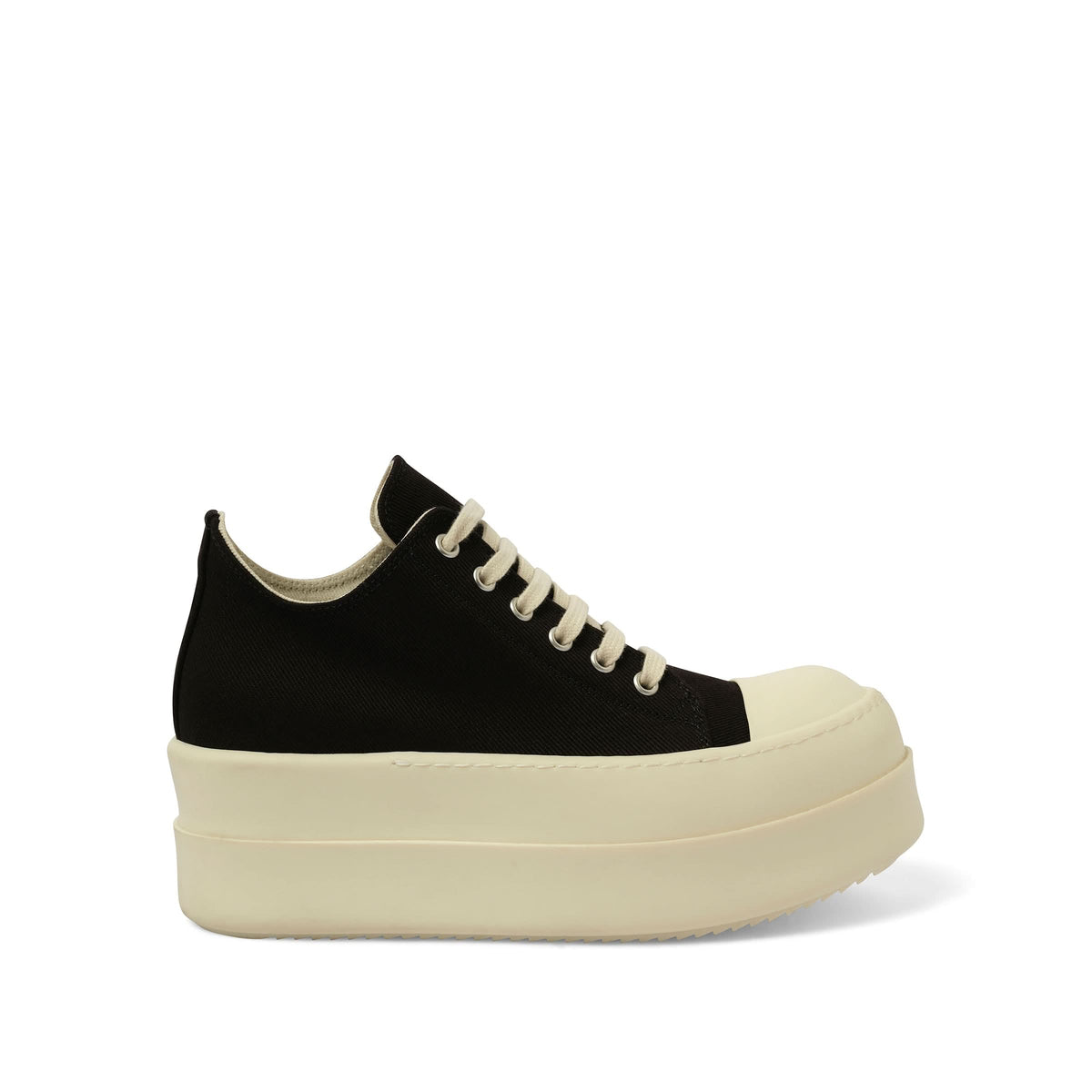 Double Bumper Low Sneaks in Black/Milk Side View | RICK OWENS DRKSHDW