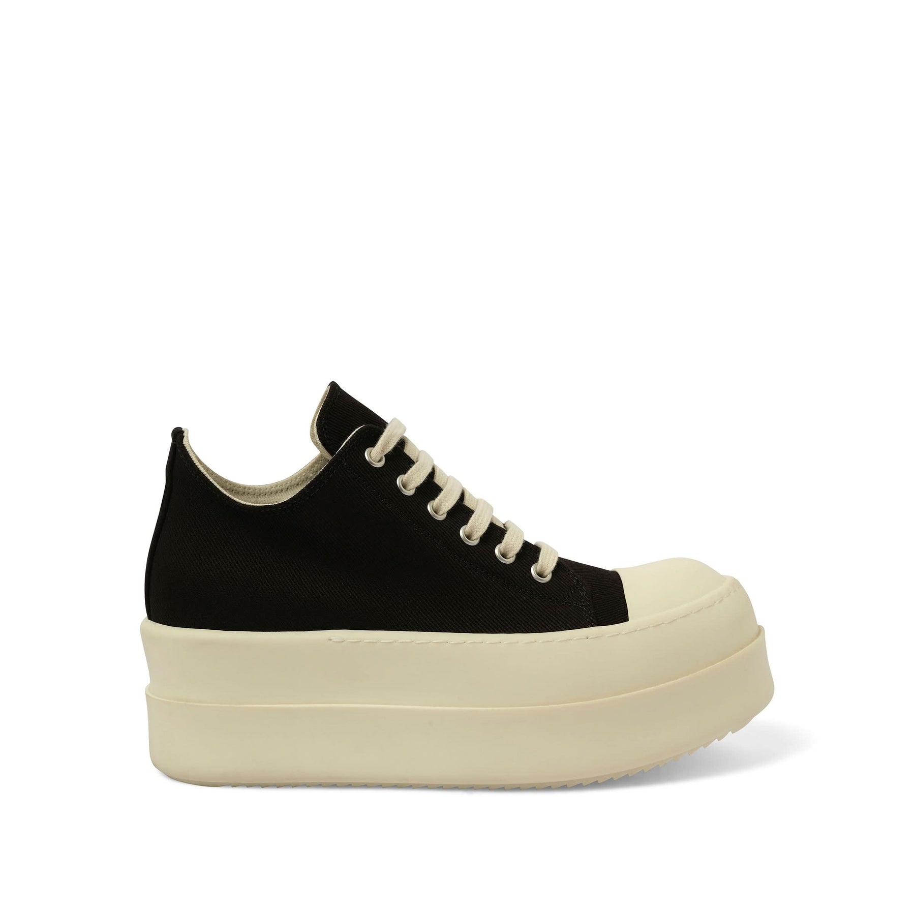 Double Bumper Low Sneaks in Black/Milk Side View | RICK OWENS DRKSHDW