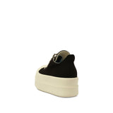 Double Bumper Low Sneaks in Black/Milk Back View | RICK OWENS DRKSHDW