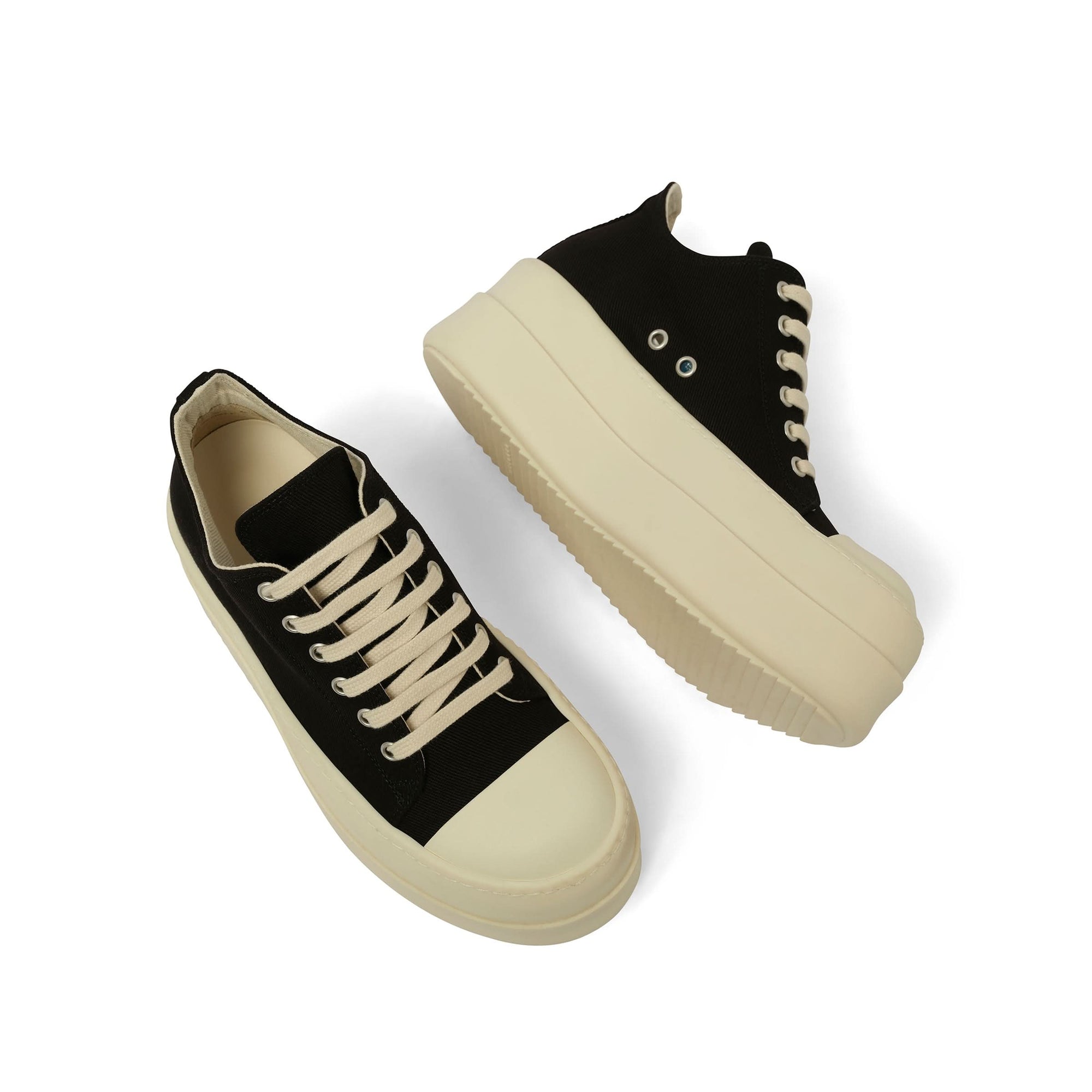 Double Bumper Low Sneaks in Black/Milk Top View | RICK OWENS DRKSHDW