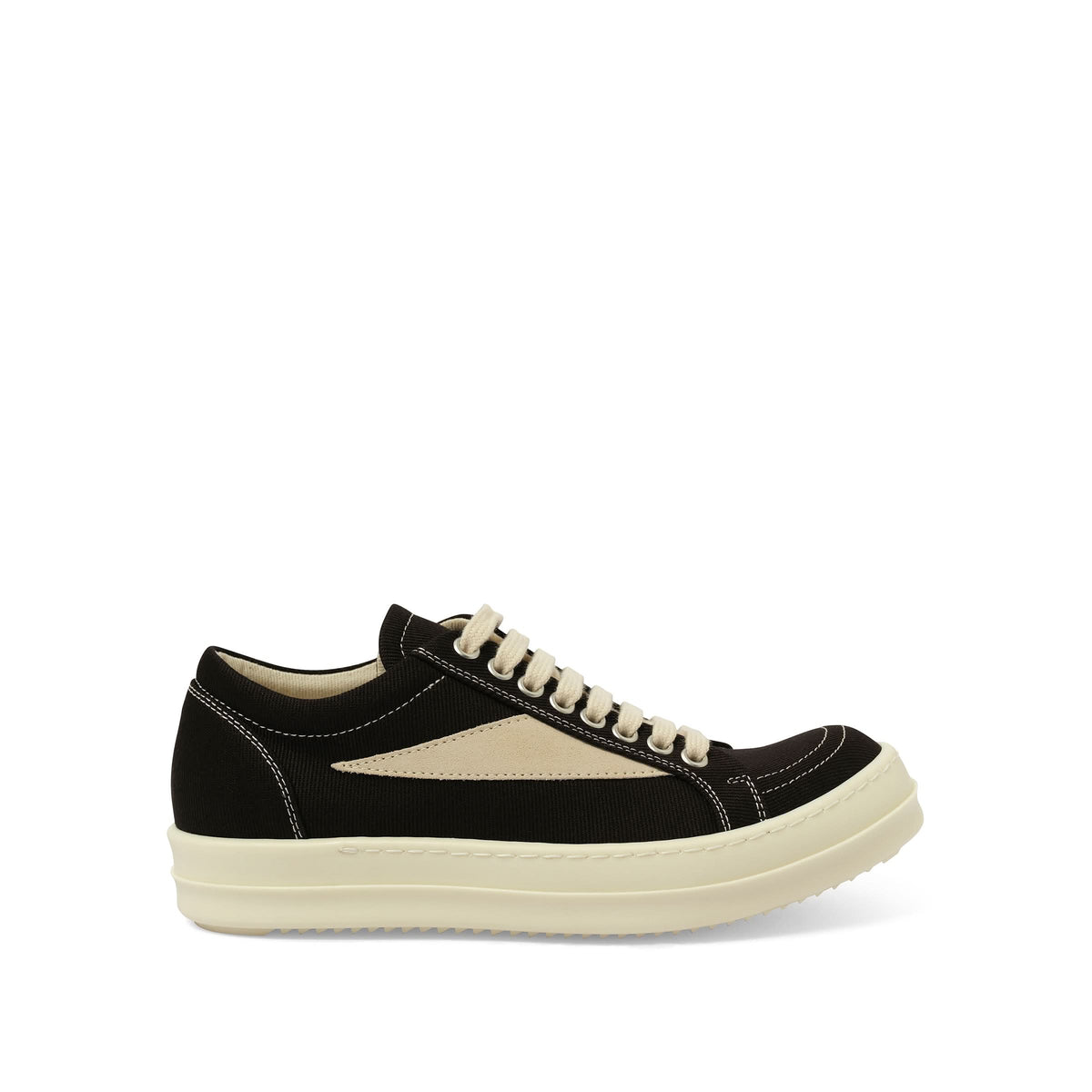 Vintage Sneaks in Black/Milk Side View | RICK OWENS DRKSHDW