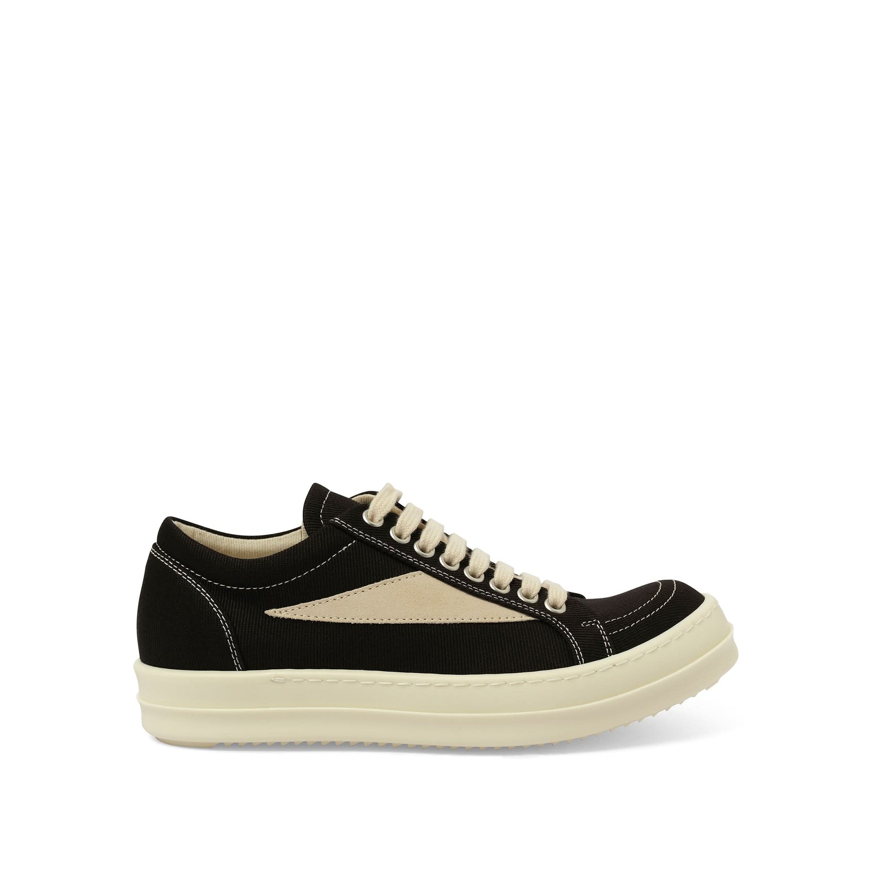 Vintage Sneaks in Black/Milk Side View | RICK OWENS DRKSHDW