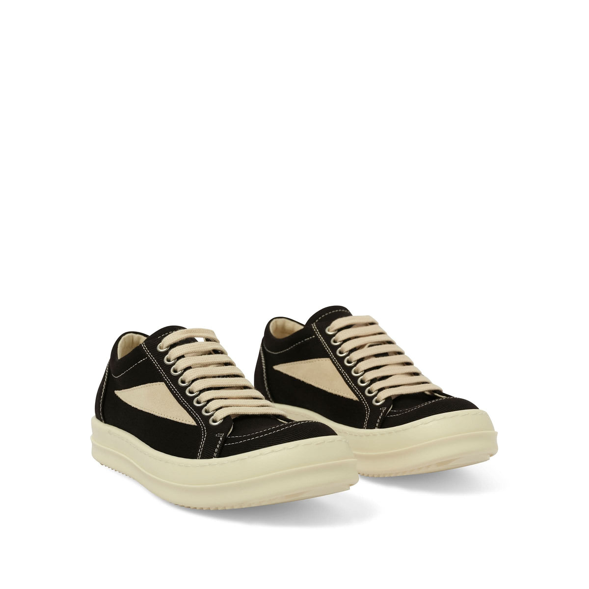 Vintage Sneaks in Black/Milk Front View | RICK OWENS DRKSHDW