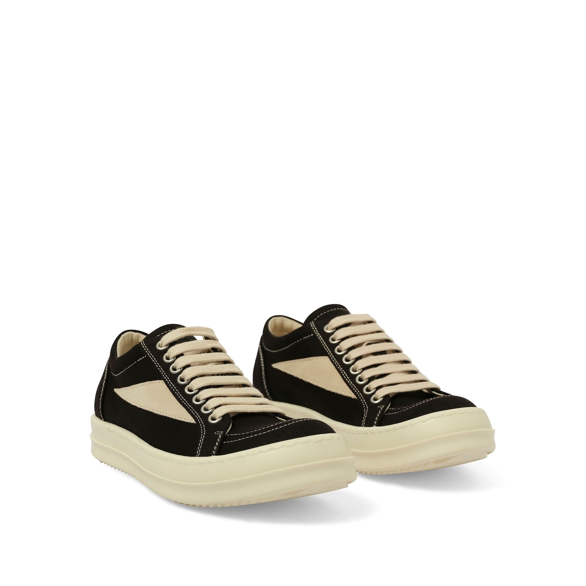 Vintage Sneaks in Black/Milk Front View | RICK OWENS DRKSHDW