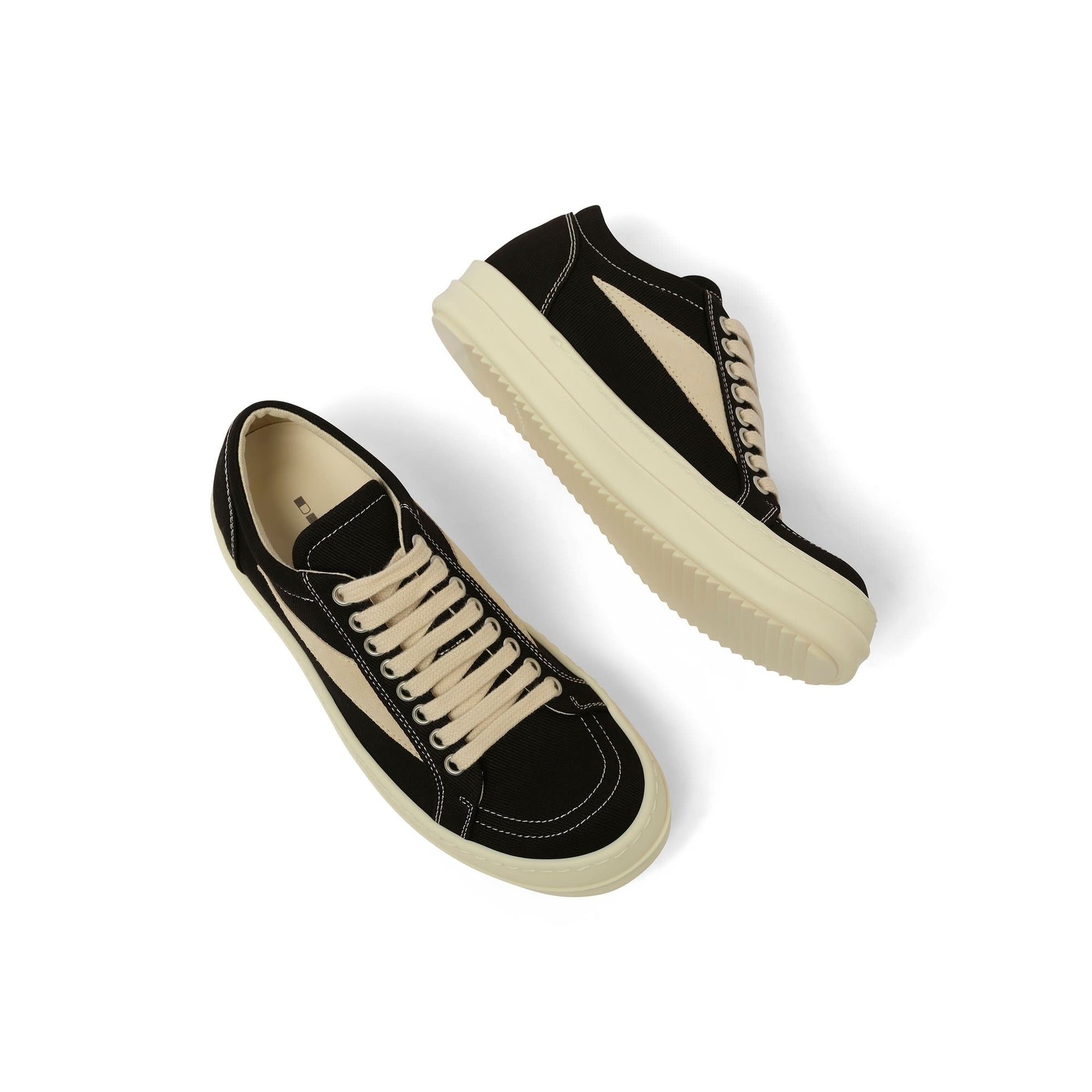 Vintage Sneaks in Black/Milk Top View | RICK OWENS DRKSHDW