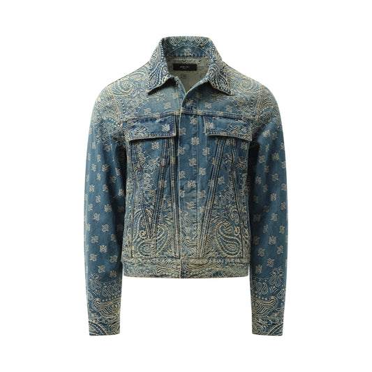 Bandana Jacquard MA Trucker Jacket in Dark Indigo