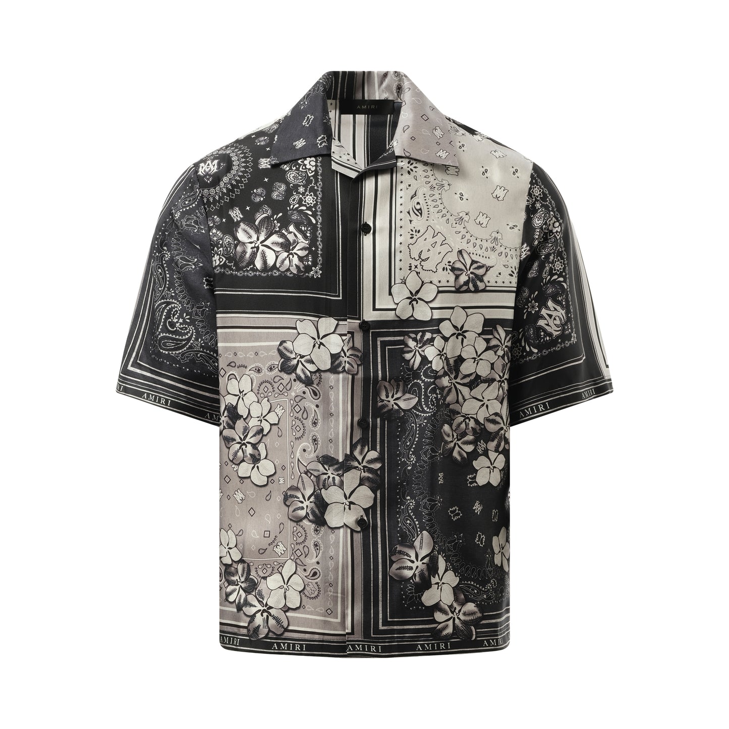 Bandana Floral Bowling Shirt in Black