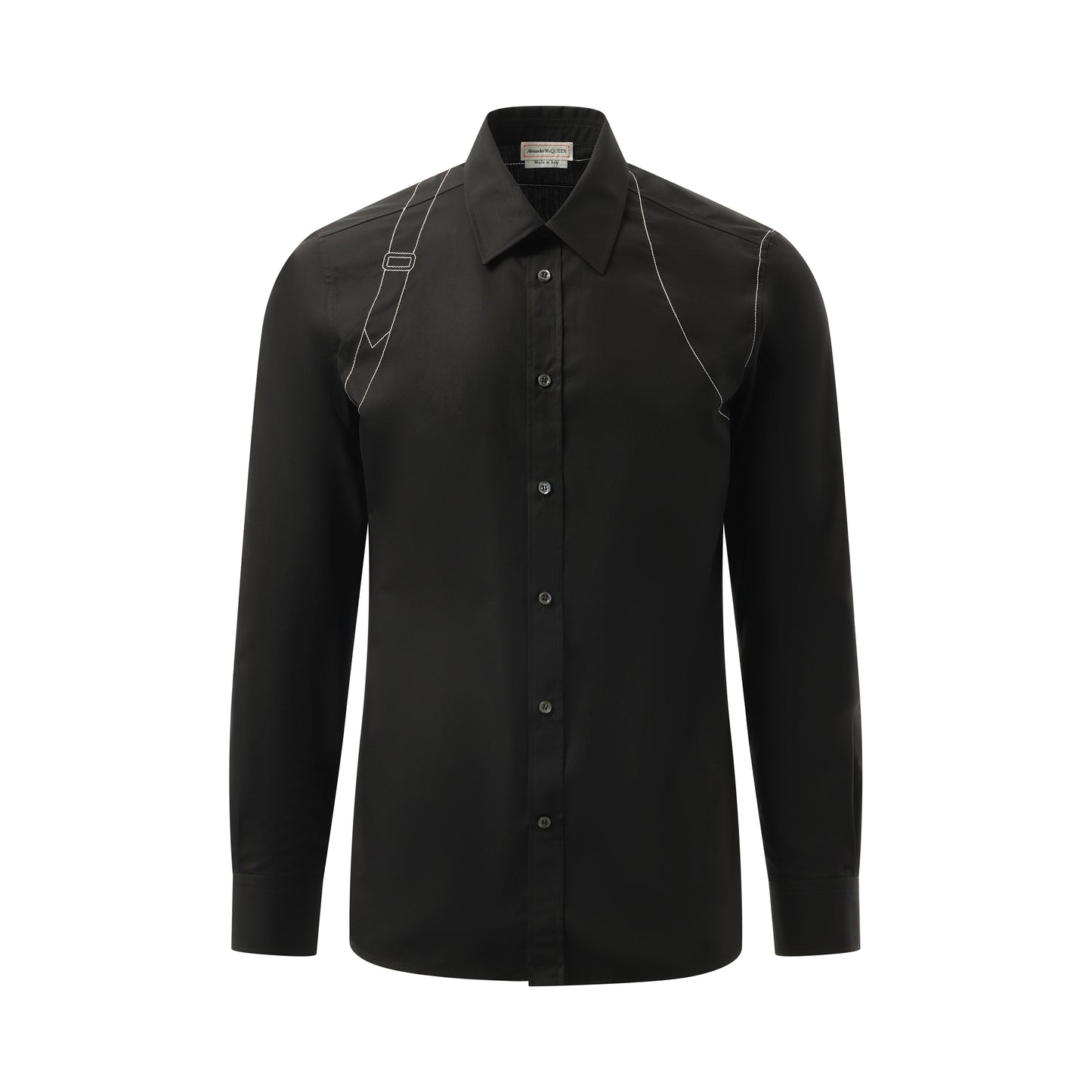 Contrast Stitch Harness Shirt in Black