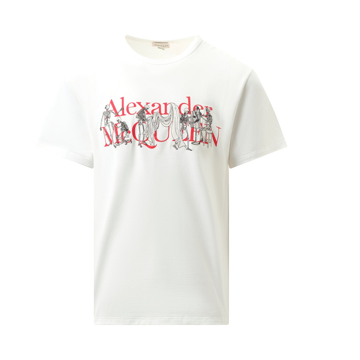 Tailor Skeleton Print T-Shirt in White/Red