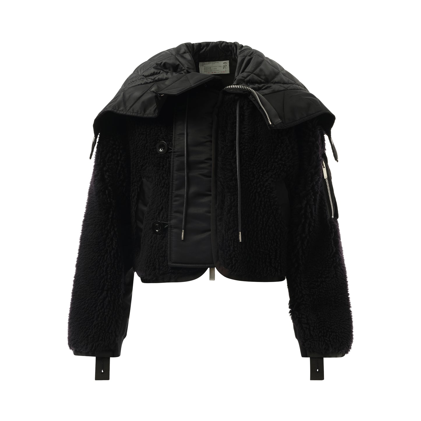 Faux Shearling x Nylon Twill Blouson in Black