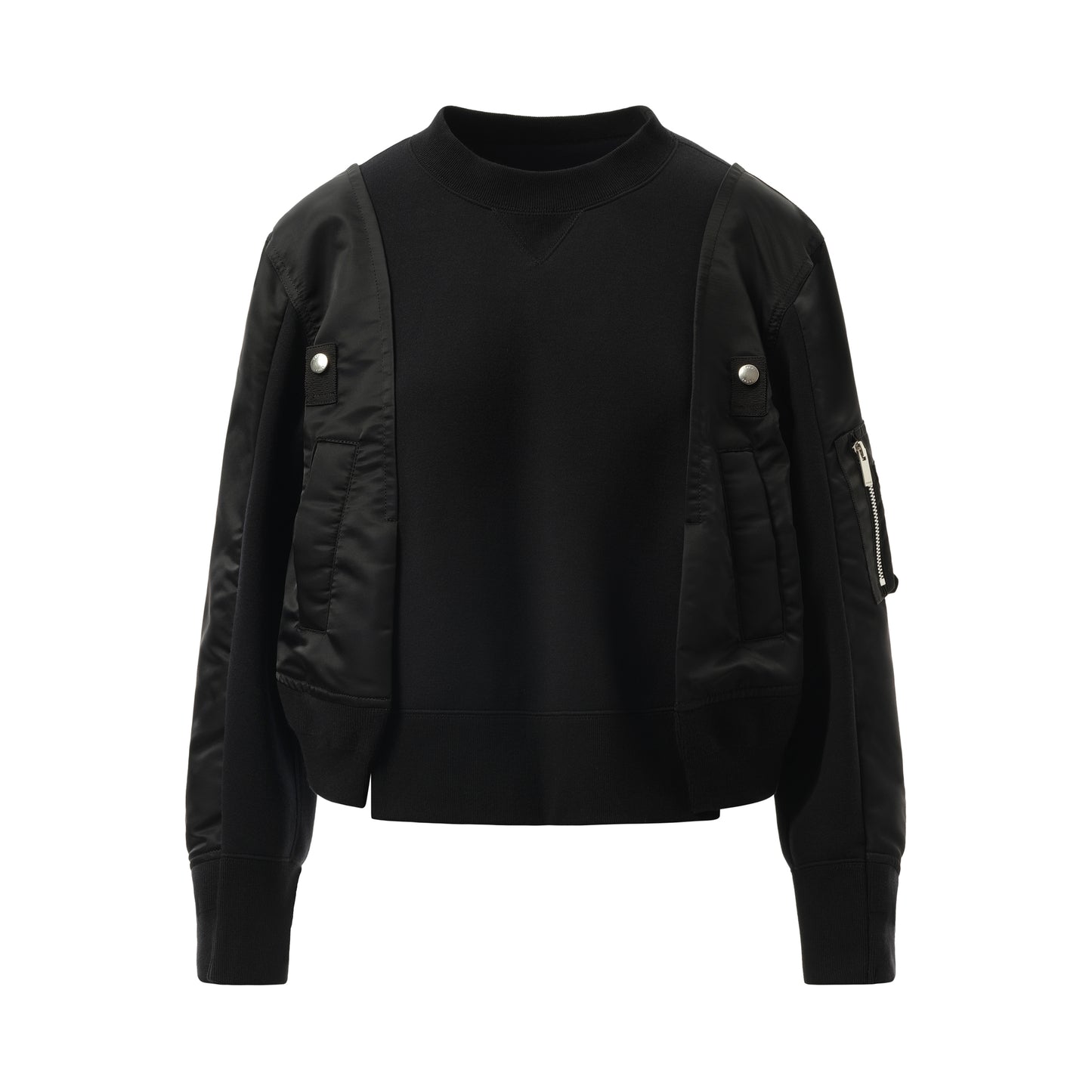 Nylon Twill x Sponge Sweat Pullover in Black