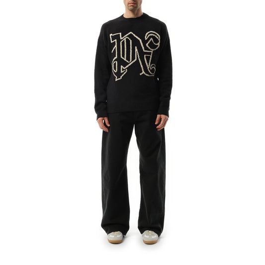 PA Monogram Sweater in Black/Off White