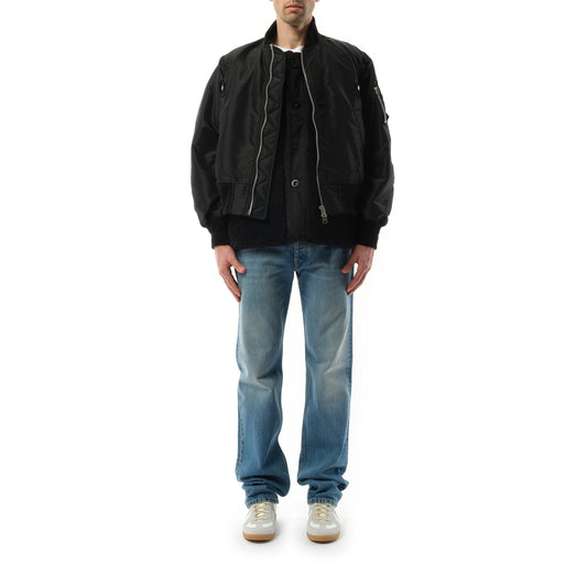 Nylon Twill Shearling Blouson in Black