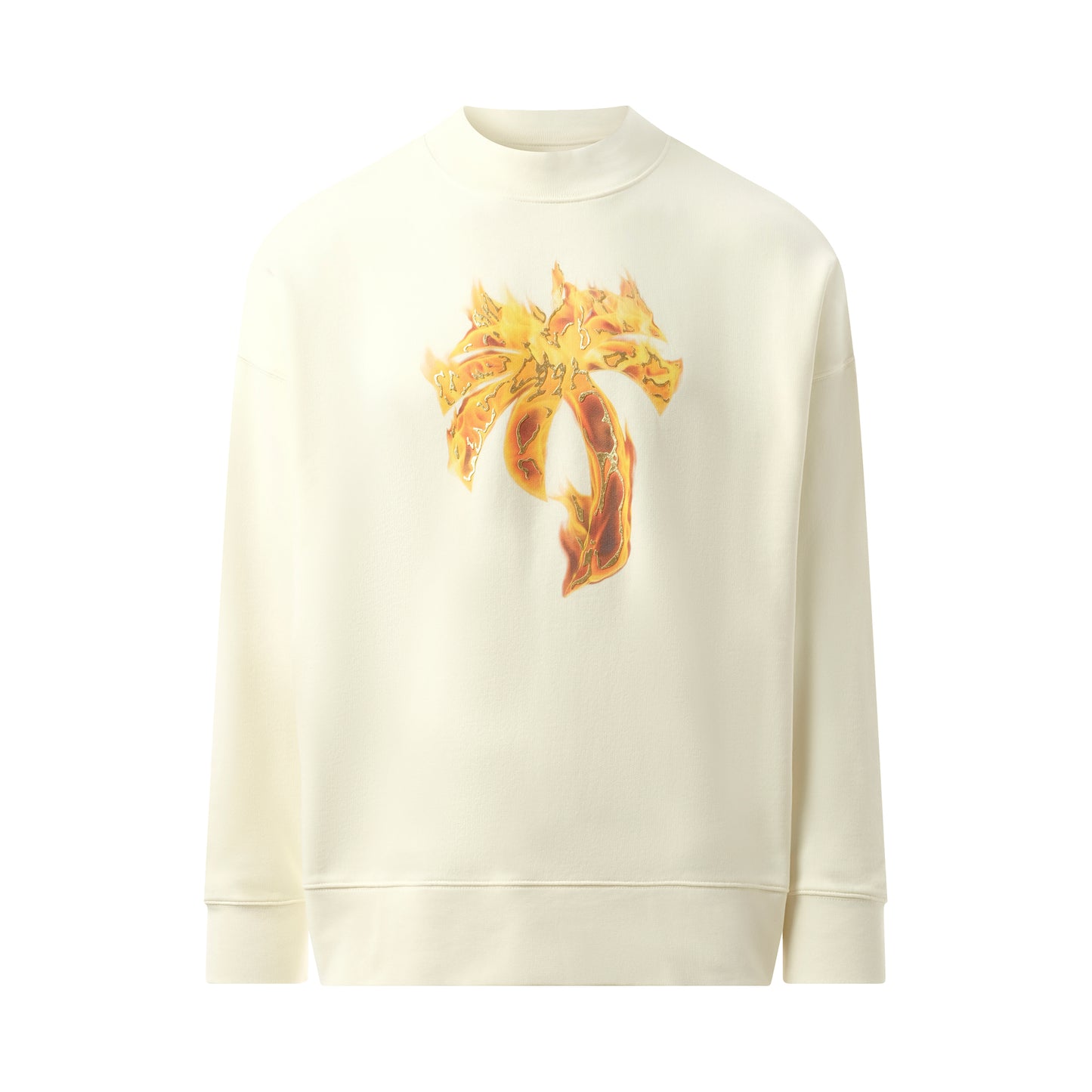 Burning Palm Crew Sweatshirt in Off White/Gold