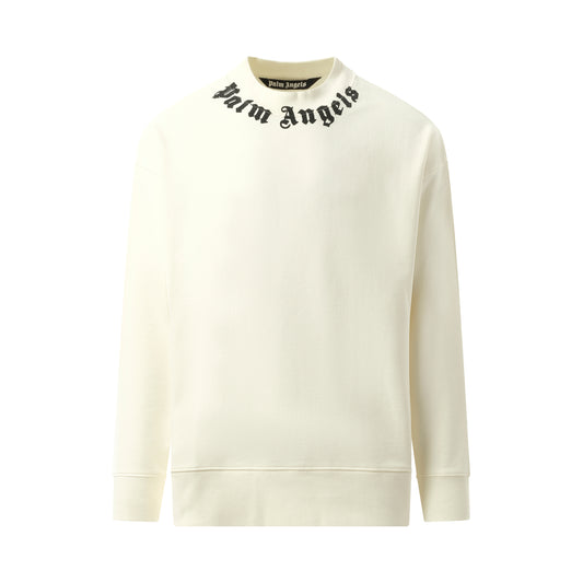 Neck Logo Crew Sweatshirt in Off White/Black