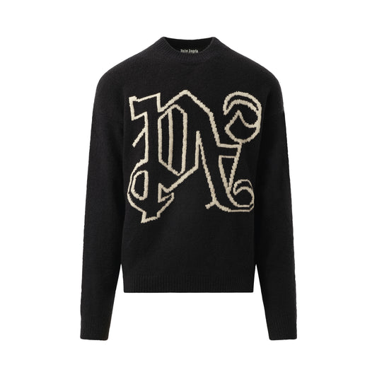 PA Monogram Sweater in Black/Off White