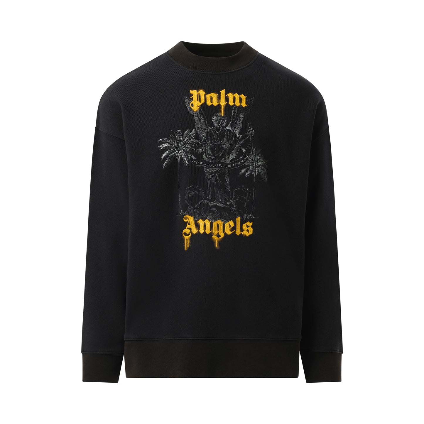 Palms Pencil Crewneck Sweatshirt in Black/Light Orange