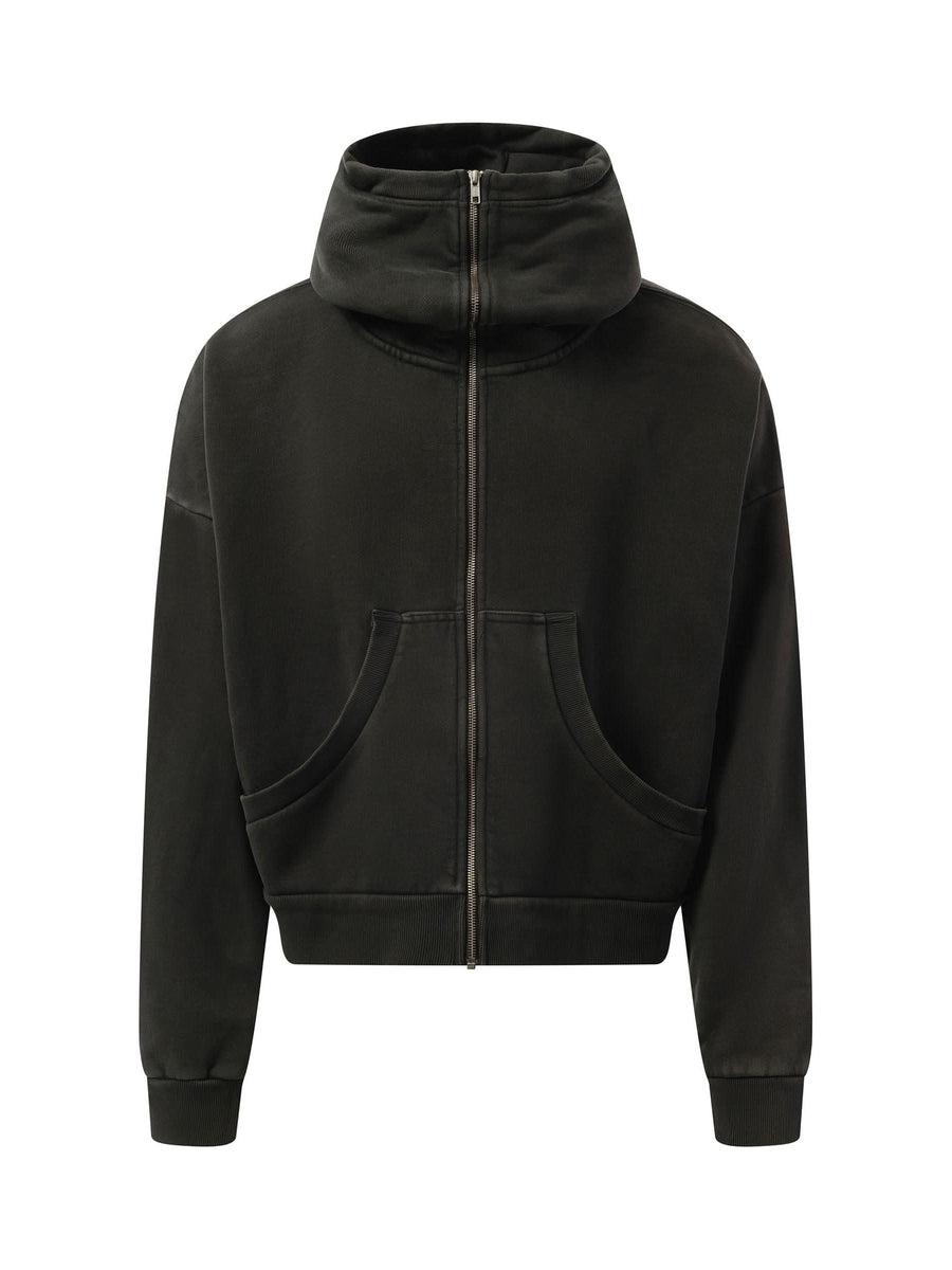 Entire Studios Full Zip Hoodie in Washed Black
