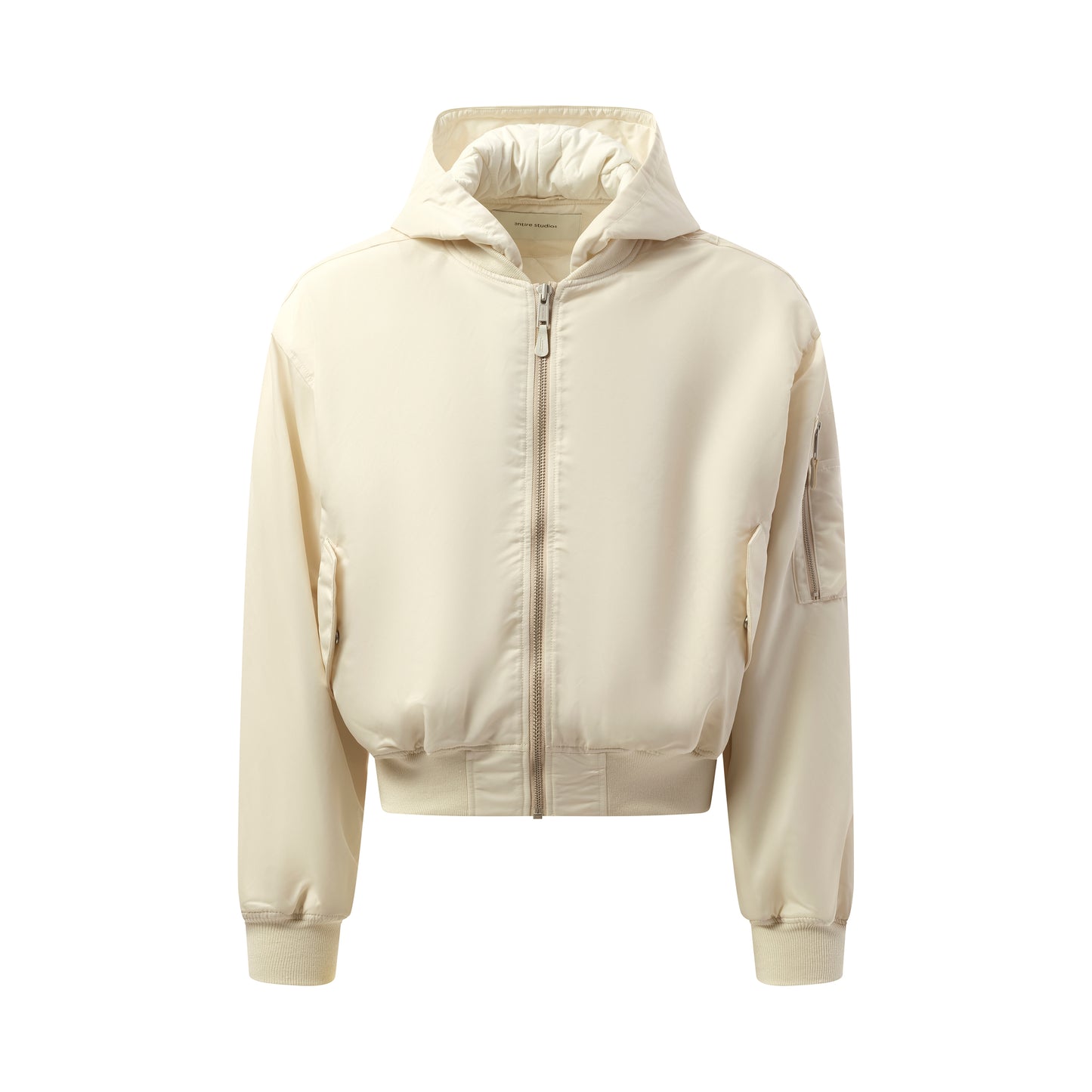 Hooded Broad Bomber Jacket in Ivory