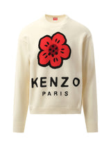 Knit Boke Flower Placed Sweater in Off White
