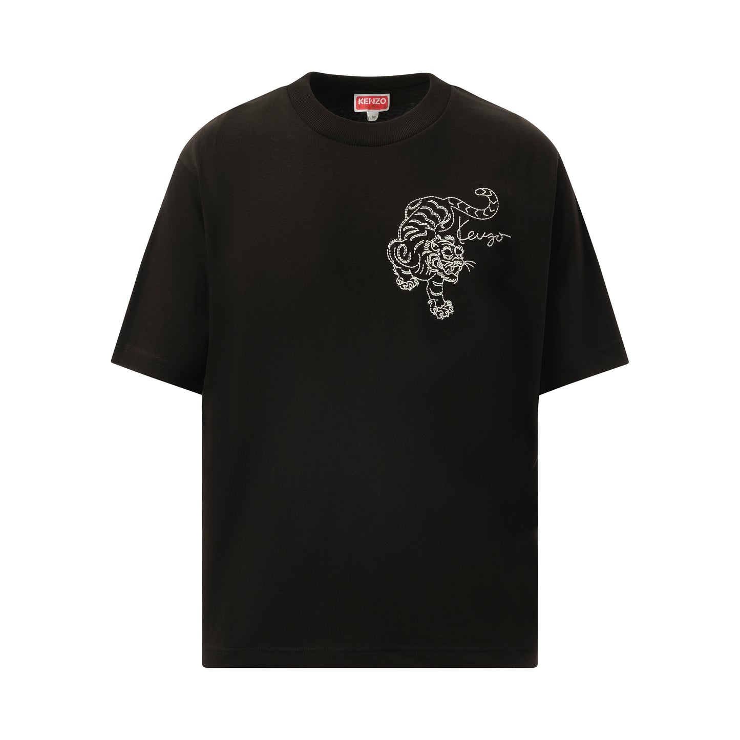 Gots Star Tiger Embroidered Oversize T-Shirt in Black