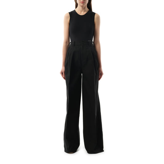 Heavy Cotton Wide Pants in Black