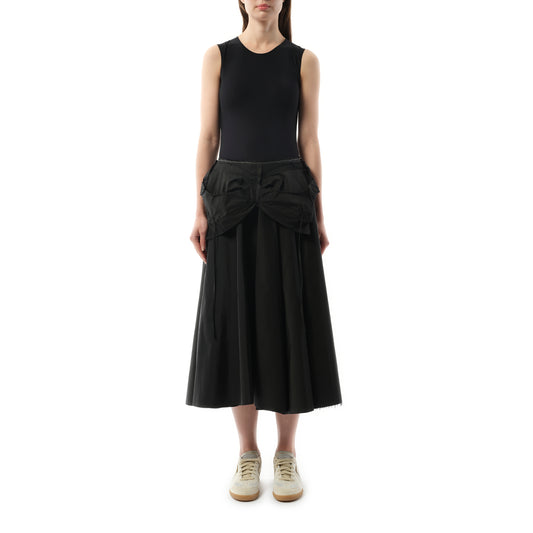 Poly Taffeta Midi Skirt in Black