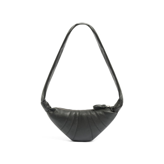 Cowhide Small Croissant Bag in Black