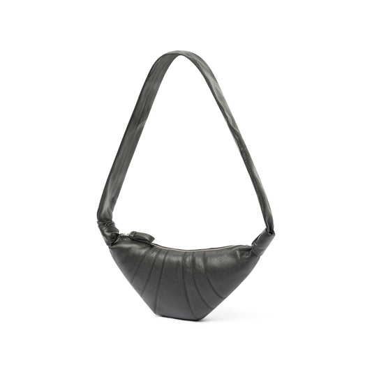 Cowhide Small Croissant Bag in Black