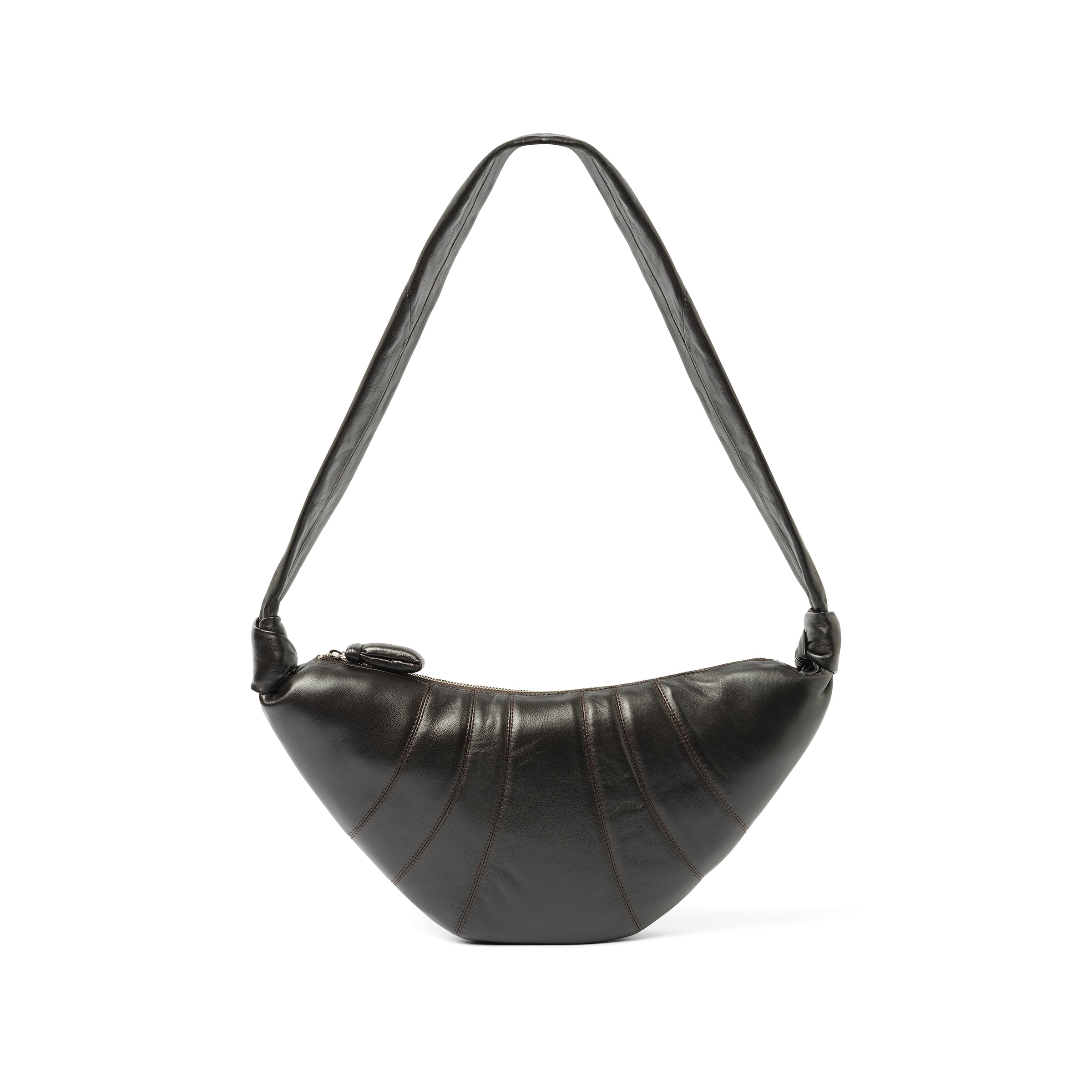 Lambskin Medium Croissant Bag in Dark Chocolate