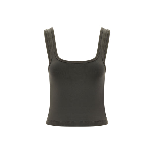 Square Neck Tank Top in Washed Black