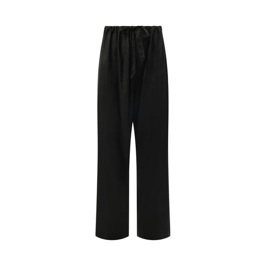 Silk Popeline Pants in Black