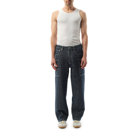 Cargo Weave Denim Pants in Blue