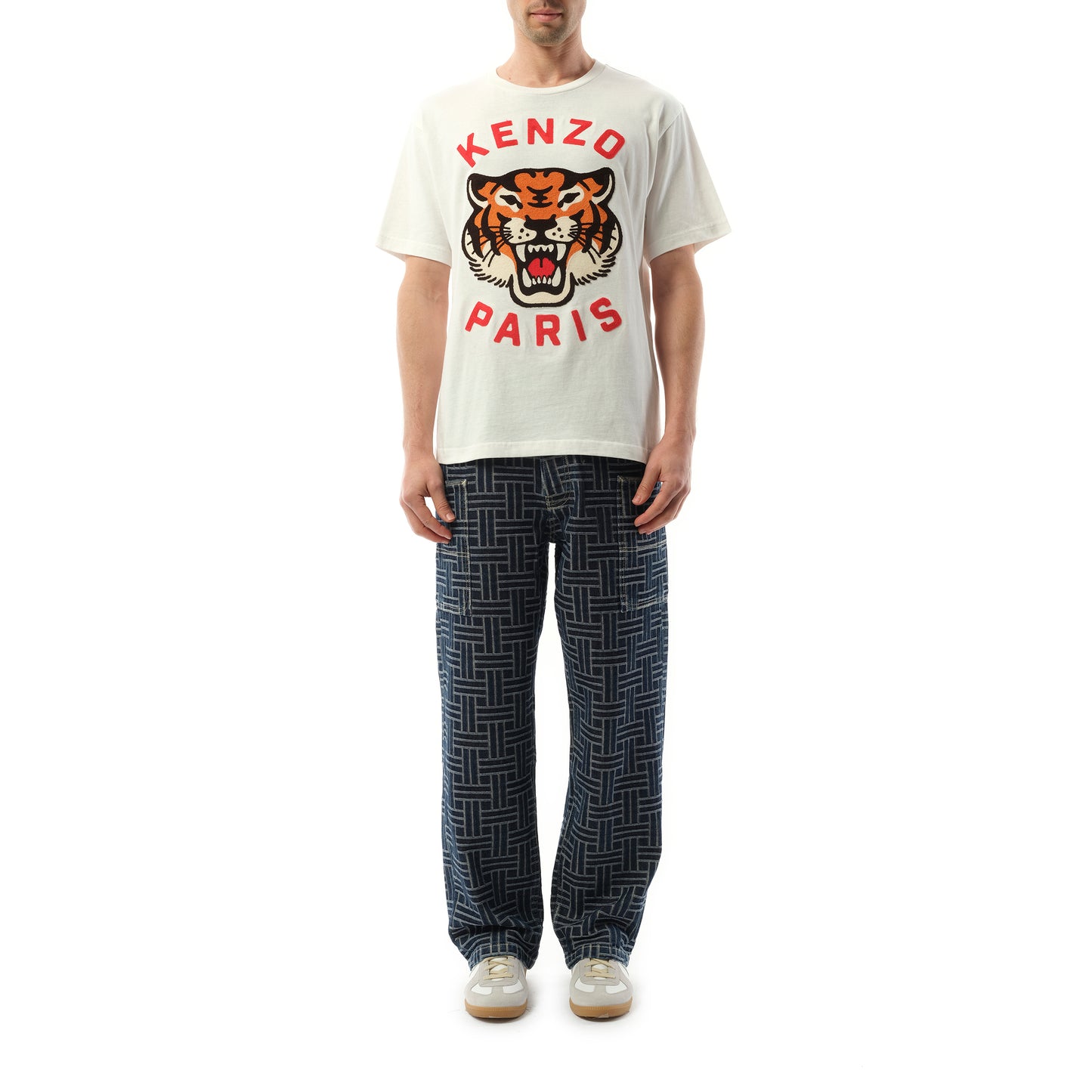 Lucky Tiger Oversize T-Shirt in Off White