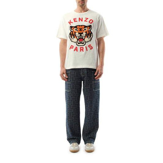 Lucky Tiger Oversize T-Shirt in Off White