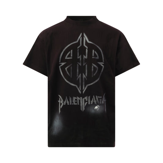 Metal BB Stencil Oversized T-Shirt in Black