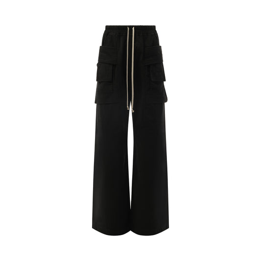 Creatch Cargo Wide Drawstring Pants in Black