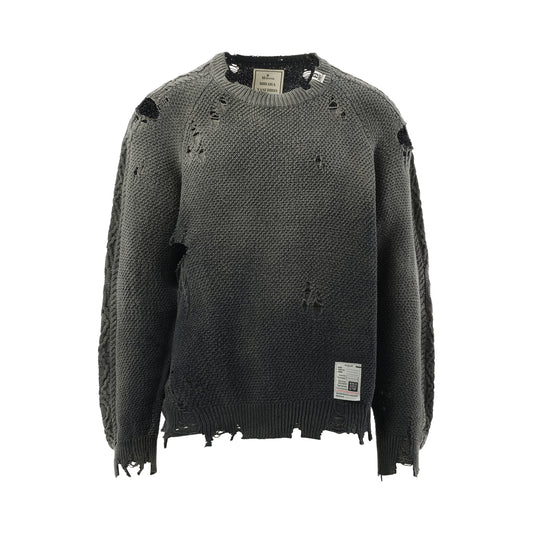 Sun Faded Knit Pullover in Black