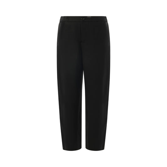 Straight Fit Light Wool Trouser in Black