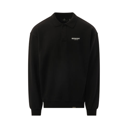 Represent Owners Club Polo Sweatshirt in  Black