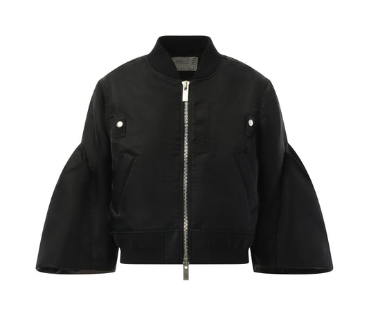 Nylon Twill Big Sleeve Blouson in Black