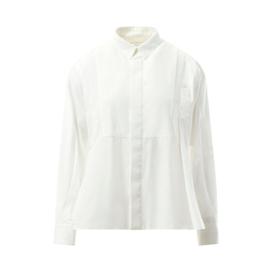 Cotton Poplin Layered Shirt in Off White